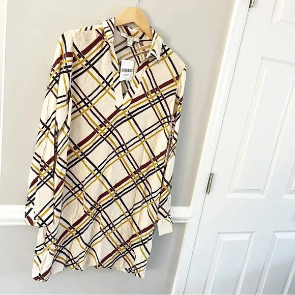 NWT Forever 21 Contemporary Cream Black Stripes Geometric Dress Size Large - Picture 4 of 9